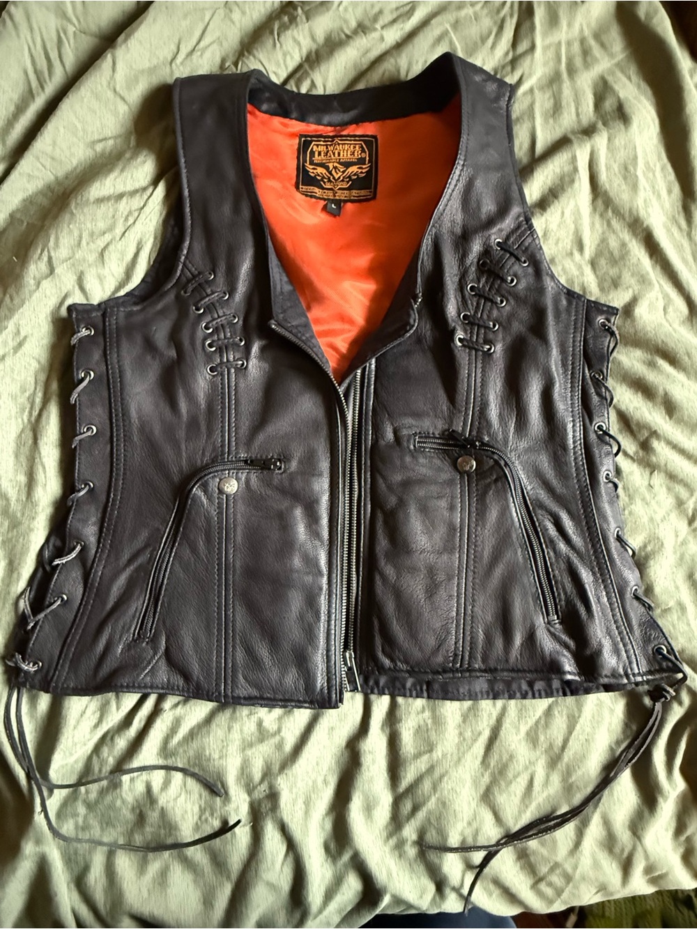 Ladies Milwaukee Leather Motorcycle Riding Vest - Size Large
